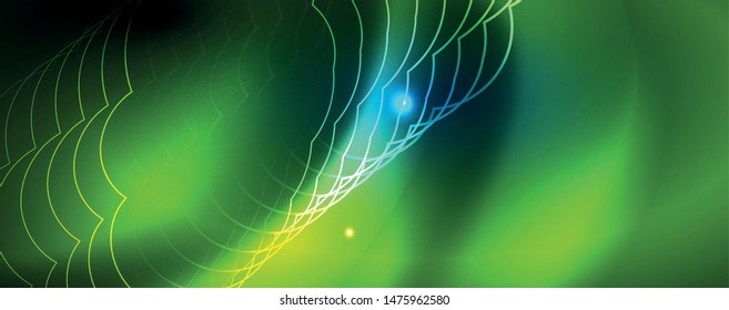 Neon glowing techno lines, hi-tech futuristic abstract background template