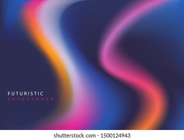 Neon glowing techno lines, hi-tech futuristic abstract background template with wave shapes. Eps10 vector.
