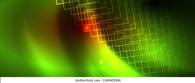 Neon glowing techno lines, hi-tech futuristic abstract background template