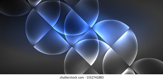 Neon glowing techno lines, hi-tech futuristic abstract background. Template with abstract shapes in dark space, vector illustration