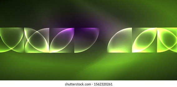 Líneas tecno brillantes, fondo abstracto futurista de alta tecnología. Plantilla con formas abstractas en el espacio oscuro, ilustración vectorial