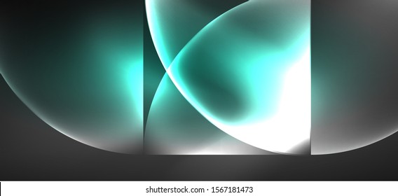 Neon glowing techno lines, hi-tech futuristic abstract background. Template with abstract shapes in dark space, vector illustration