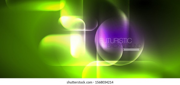 Neon glowing techno lines, hi-tech futuristic abstract background template, vector