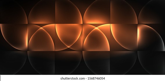 Neon leuchtende Techno-Linien, High-Tech-futuristischer abstrakter Hintergrund. Vorlage mit abstrakten Formen im dunklen Raum, Vektorgrafik