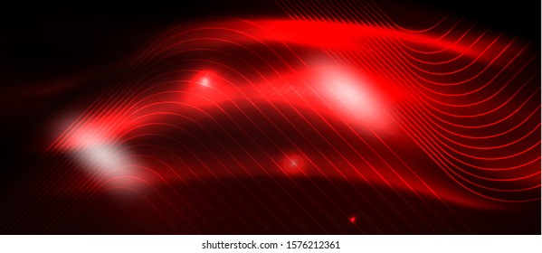 Líneas tecno brillantes de neón, plantilla de fondo abstracto de alta tecnología futurista con formas cuadradas, diseño vectorial