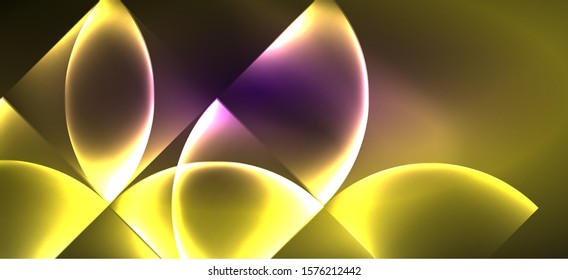 Líneas tecno brillantes, fondo abstracto futurista de alta tecnología. Plantilla con formas abstractas en el espacio oscuro, ilustración vectorial