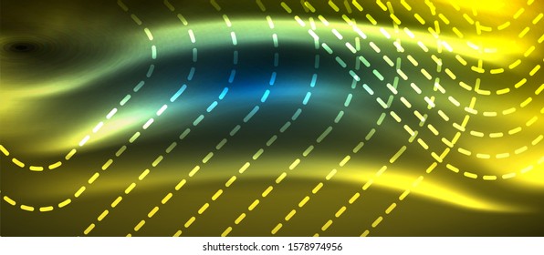 Líneas tecno brillantes de neón, plantilla de fondo abstracto de alta tecnología futurista con formas cuadradas, diseño vectorial