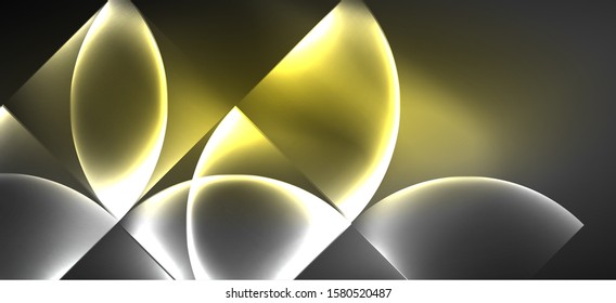 Neon glowing techno lines, hi-tech futuristic abstract background. Template with abstract shapes in dark space, vector illustration