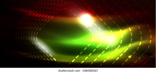 Líneas tecno brillantes de neón, plantilla de fondo abstracto de alta tecnología futurista con formas cuadradas, diseño vectorial