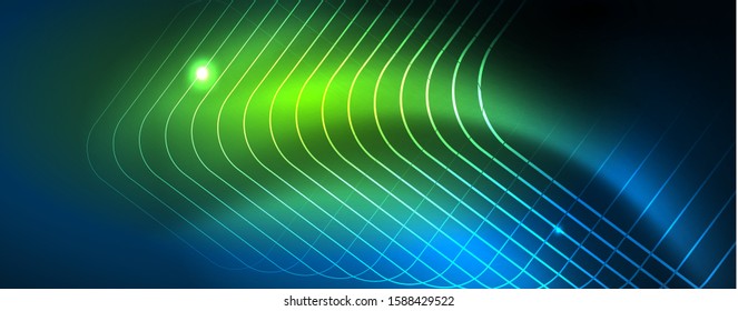 Neon glowing techno lines, hi-tech futuristic abstract background template