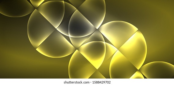 Neon glowing techno lines, hi-tech futuristic abstract background. Template with abstract shapes in dark space, vector illustration