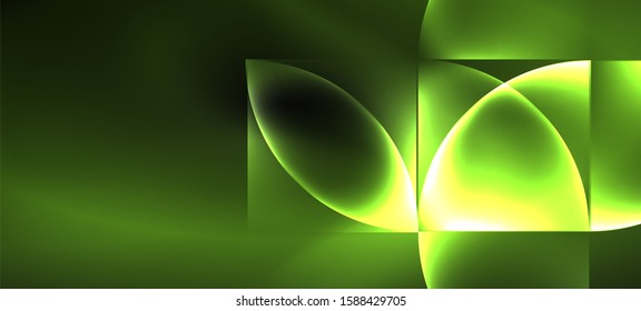 Neon leuchtende Techno-Linien, High-Tech-futuristischer abstrakter Hintergrund. Vorlage mit abstrakten Formen im dunklen Raum, Vektorgrafik