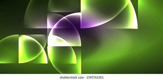 Líneas tecno brillantes, fondo abstracto futurista de alta tecnología. Plantilla con formas abstractas en el espacio oscuro, ilustración vectorial