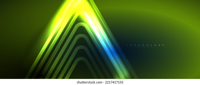 Neon glowing techno lines, hi-tech futuristic abstract background template. Vector illustration for wallpaper, banner, background, leaflet, catalog, cover, flyer