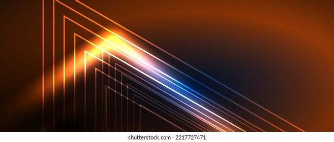 Neon glowing techno lines, hi-tech futuristic abstract background template. Vector illustration for wallpaper, banner, background, leaflet, catalog, cover, flyer