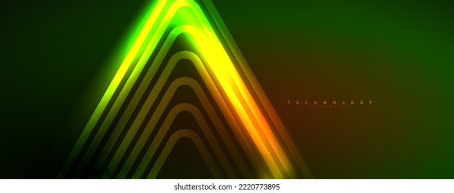 Neon glowing techno lines, hi-tech futuristic abstract background template. Vector illustration for wallpaper, banner, background, leaflet, catalog, cover, flyer