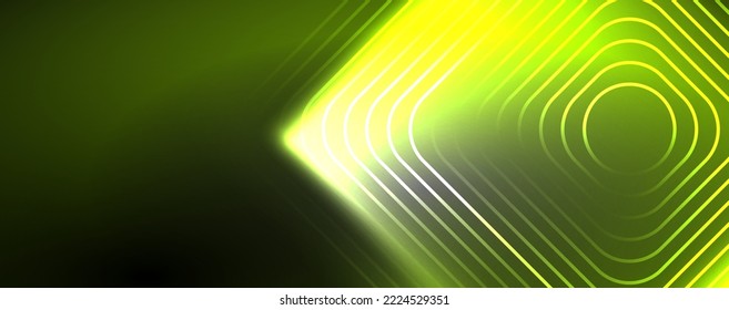 Neon glowing techno lines, hi-tech futuristic abstract background template. Vector illustration for wallpaper, banner, background, leaflet, catalog, cover, flyer