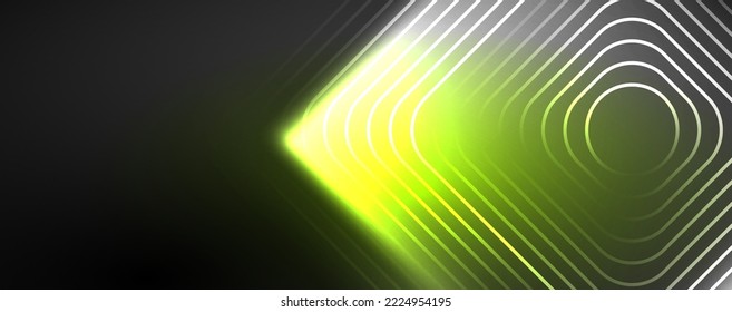 Neon glowing techno lines, hi-tech futuristic abstract background template. Vector illustration for wallpaper, banner, background, leaflet, catalog, cover, flyer
