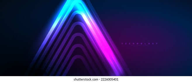 Neon glowing techno lines, hi-tech futuristic abstract background template. Vector illustration for wallpaper, banner, background, leaflet, catalog, cover, flyer