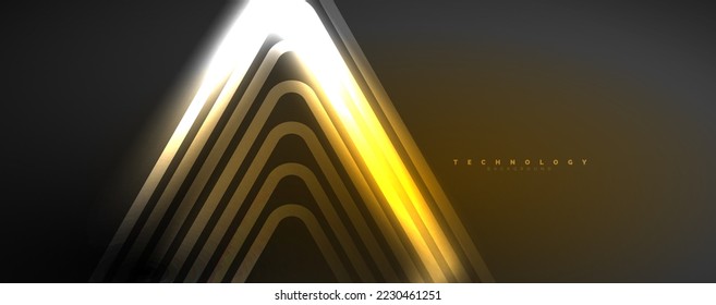 Neon glowing techno lines, hi-tech futuristic abstract background template. Vector illustration for wallpaper, banner, background, leaflet, catalog, cover, flyer