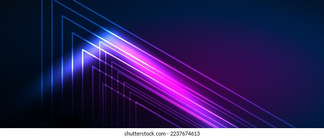 Neon glowing techno lines, hi-tech futuristic abstract background template. Vector illustration for wallpaper, banner, background, leaflet, catalog, cover, flyer