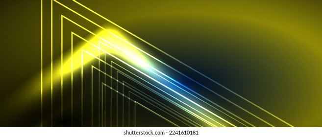 Neon leuchtende Techno-Linien, High-Tech-futuristische abstrakte Hintergrundvorlage. Vektorgrafik für Tapeten, Banner, Hintergrund, Merkblatt, Katalog, Deckel, Flyer