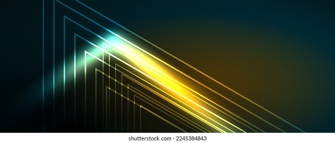 Neon glowing techno lines, hi-tech futuristic abstract background template. Vector illustration for wallpaper, banner, background, leaflet, catalog, cover, flyer