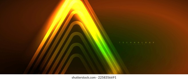Neon glowing techno lines, hi-tech futuristic abstract background template. Vector illustration for wallpaper, banner, background, leaflet, catalog, cover, flyer