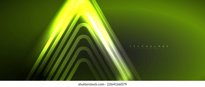 Neon glowing techno lines, hi-tech futuristic abstract background template. Vector illustration for wallpaper, banner, background, leaflet, catalog, cover, flyer