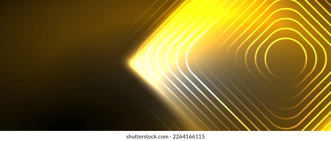 Neon glowing techno lines, hi-tech futuristic abstract background template. Vector illustration for wallpaper, banner, background, leaflet, catalog, cover, flyer