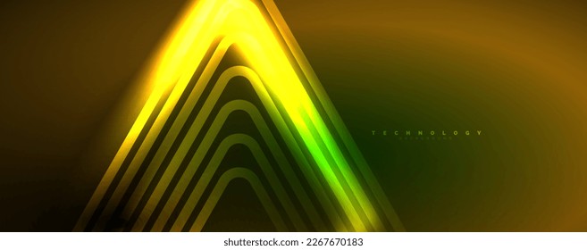 Neon glowing techno lines, hi-tech futuristic abstract background template. Vector illustration for wallpaper, banner, background, leaflet, catalog, cover, flyer