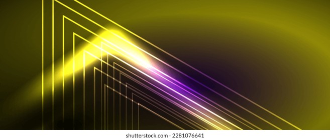Neon glowing techno lines, hi-tech futuristic abstract background template. Vector illustration for wallpaper, banner, background, leaflet, catalog, cover, flyer