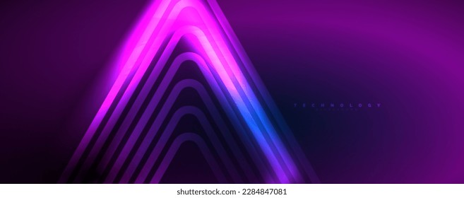 Neon glowing techno lines, hi-tech futuristic abstract background template. Vector illustration for wallpaper, banner, background, leaflet, catalog, cover, flyer