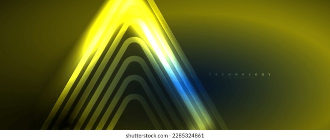 Líneas tecno brillantes, plantilla de fondo abstracto de alta tecnología futurista. Ilustración vectorial de papel tapiz, banner, fondo, folleto, catálogo, cubierta, volante