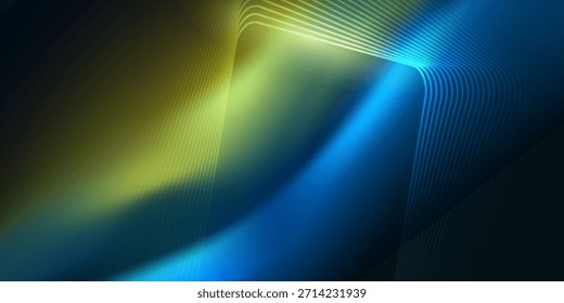 Líneas techno brillantes de neón, Plantilla de fondo abstracta futurista de alta tecnología con Formas cuadradas