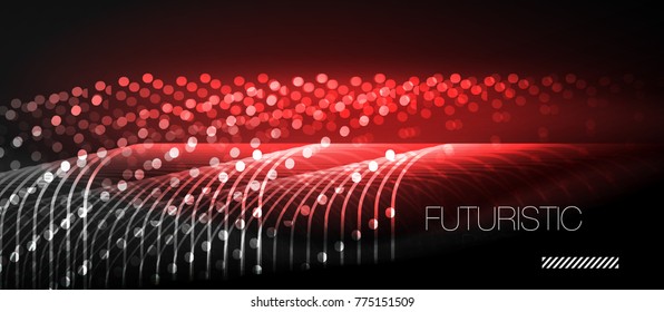 Neonleuchtende Techno-Linien, High-Tech-rote, futuristische abstrakte Hintergrundvorlage mit quadratischen Formen