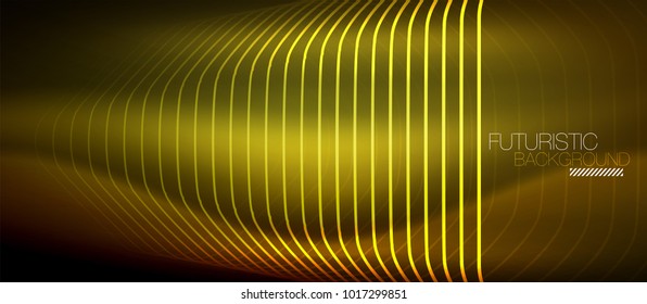 Neonleuchtende Techno-Linien, gelbe, futuristisch-abstrakte Hintergrundvorlage mit quadratischen Formen