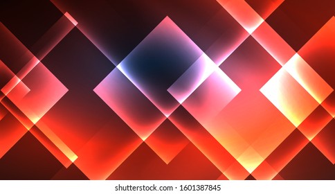 Líneas rectangulares cuadradas tecno brillantes, plantilla de fondo abstracta azul de alta tecnología futurista con formas cuadradas