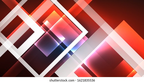 Neonleuchtende, rechteckige Linien, blaue, futuristische, abstrakte Hintergrundvorlage mit quadratischen Formen