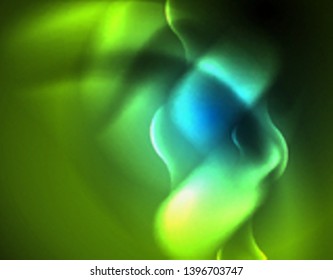 Neon glowing techno wave lines, blue hi-tech futuristic abstract background template
