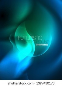 Líneas de onda tecno brillantes neón, plantilla de fondo abstracta azul de alta tecnología futurista