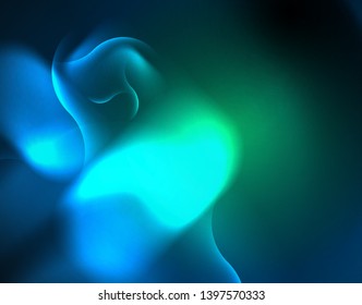 Neon glowing techno wave lines, blue hi-tech futuristic abstract background template