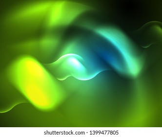 Neon glowing techno wave lines, blue hi-tech futuristic abstract background template