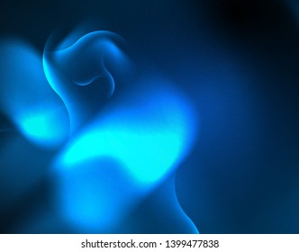 Neon glowing techno wave lines, blue hi-tech futuristic abstract background template