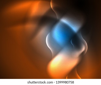 Neon glowing techno wave lines, blue hi-tech futuristic abstract background template