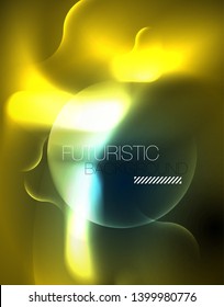 Neonleuchtende Techno-Wellenlinien, blaue, futuristische, abstrakte Hintergrundvorlage