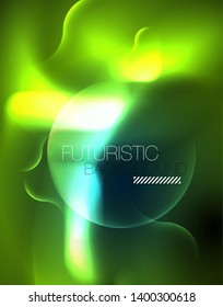 Neonleuchtende Techno-Wellenlinien, blaue, futuristische, abstrakte Hintergrundvorlage