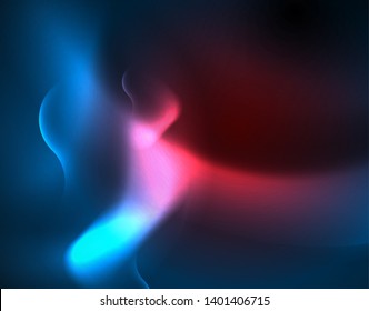 Neon glowing techno wave lines, blue hi-tech futuristic abstract background template