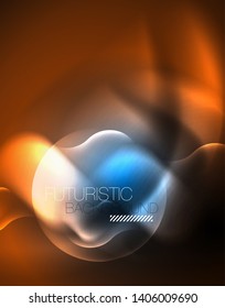 Líneas de onda tecno brillantes neón, plantilla de fondo abstracta azul de alta tecnología futurista
