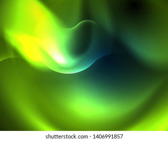 Neon glowing techno wave lines, blue hi-tech futuristic abstract background template